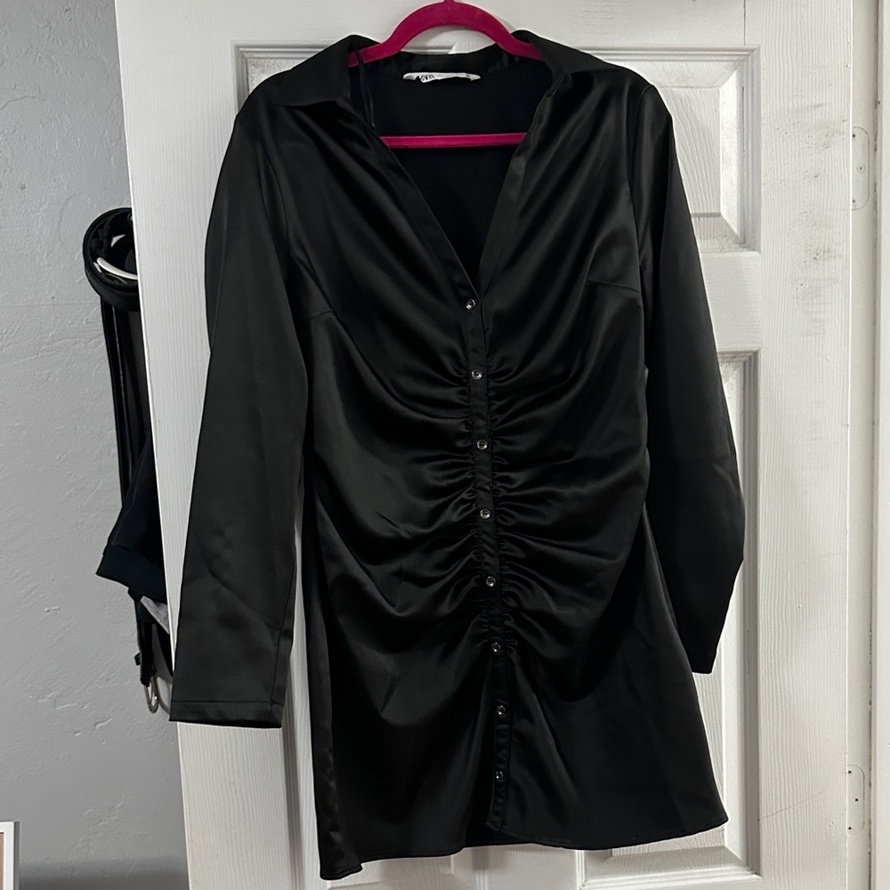 Zara Black Satin Blouse